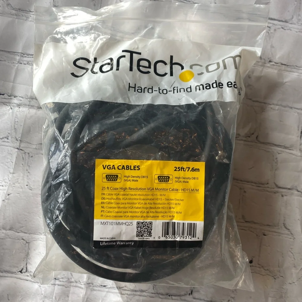 25ft Coax High Resolution Monitor VGA Cable Male to Male